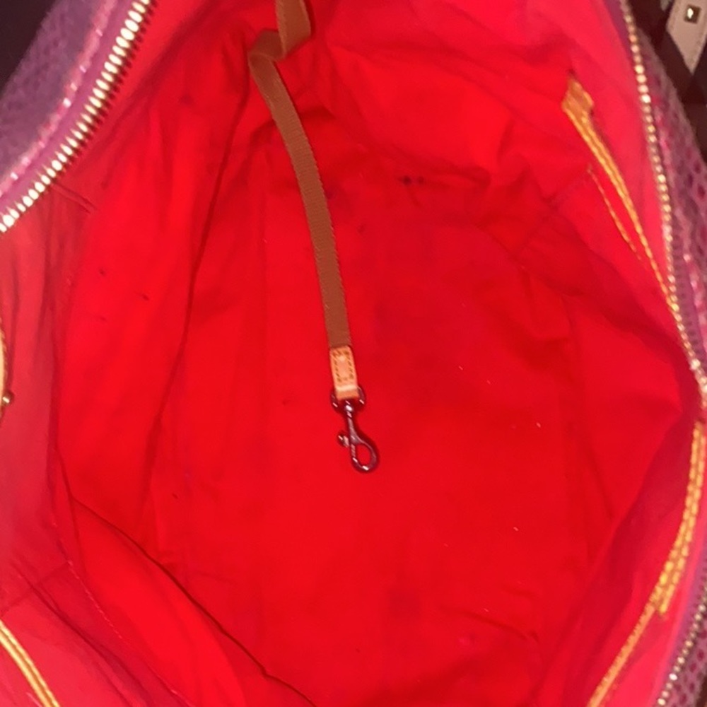 Dooney & Bourke | Bags | XL Pink Leather Snakeskin Print Zip Tote Bag | Rare! - Picture 11 of 16